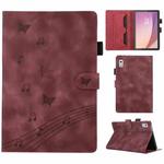 For Lenovo Tab M9 2023 Staff Music Embossed Leather Tablet Case(Wine Red)