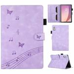 For Lenovo Tab M9 2023 Staff Music Embossed Leather Tablet Case(Purple)