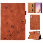 For Lenovo Tab M9 2023 Staff Music Embossed Leather Tablet Case(Brown)