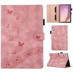 For Lenovo Tab M9 2023 Staff Music Embossed Leather Tablet Case(Pink)