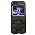 For Samsung Galaxy Z Flip5 Crazy Horse Texture Magnetic Magsafe PU Phone Case(Green)