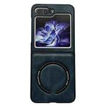 For Samsung Galaxy Z Flip5 Crazy Horse Texture Magnetic Magsafe PU Phone Case(Blue)