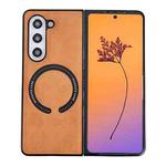 For Samsung Galaxy Z Fold5 Crazy Horse Texture Magnetic Magsafe PU Phone Case(Orange)