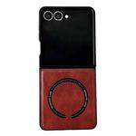 For Samsung Galaxy Z Flip7 5G Crazy Horse Texture Magnetic Magsafe PU Phone Case(Red)