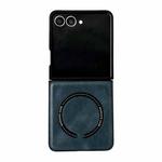 For Samsung Galaxy Z Flip7 5G Crazy Horse Texture Magnetic Magsafe PU Phone Case(Blue)