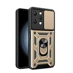 For Xiaomi Redmi 12 4G Sliding Camera Cover Design TPU Hybrid PC Phone Case(Gold)