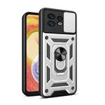 For Motorola Edge 40 Pro Sliding Camera Cover Design TPU Hybrid PC Phone Case(Silver)