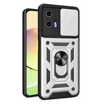 For Motorola Moto G04 / G24 Sliding Camera Cover Design TPU Hybrid PC Phone Case(Silver)