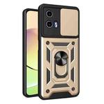 For Motorola Moto G34 5G Sliding Camera Cover Design TPU Hybrid PC Phone Case(Gold)