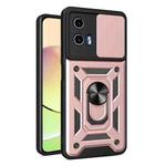 For Motorola Moto G34 5G Sliding Camera Cover Design TPU Hybrid PC Phone Case(Rose Gold)
