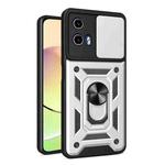 For Motorola Moto G34 5G Sliding Camera Cover Design TPU Hybrid PC Phone Case(Silver)