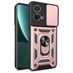 For Motorola Moto G85 / S50 Neo Sliding Camera Cover Design TPU Hybrid PC Phone Case(Rose Gold)