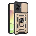 For Motorola Moto G55 Sliding Camera Cover Design TPU Hybrid PC Phone Case(Gold)