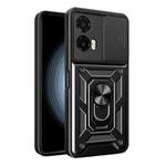 For Motorola Moto G35 5G Global Sliding Camera Cover Design TPU Hybrid PC Phone Case(Black)