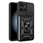 For Motorola Edge 50 5G Sliding Camera Cover Design TPU Hybrid PC Phone Case(Black)