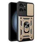 For Motorola Edge 50 5G Sliding Camera Cover Design TPU Hybrid PC Phone Case(Gold)