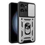 For Motorola Edge 50 5G Sliding Camera Cover Design TPU Hybrid PC Phone Case(Silver)