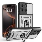 For Motorola Moto G15 Sliding Camera Cover Design TPU+PC Phone Case(Silver)