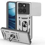 For Motorola Edge 60 Fusion Sliding Camera Cover Design TPU Hybrid PC Phone Case(Silver)