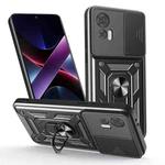 For Motorola Edge 30 Neo Sliding Camera Cover Design TPU Hybrid PC Phone Case(Black)