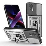 For Motorola Edge 30 Neo Sliding Camera Cover Design TPU Hybrid PC Phone Case(Silver)