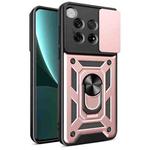 For OnePlus 12 5G Global Sliding Camera Cover Design TPU Hybrid PC Phone Case(Rose Gold)
