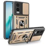 For OnePlus Nord CE4 Lite India Sliding Camera Cover Design TPU Hybrid PC Phone Case(Gold)