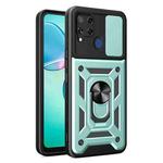 For Realme C25 / C15 Sliding Camera Cover Design TPU Hybrid PC Phone Case(Mint Green)