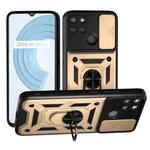 For Realme C21Y / C25Y Sliding Camera Cover Design TPU Hybrid PC Phone Case(Gold)