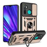 For Realme 5 Pro Sliding Camera Cover Design TPU Hybrid PC Phone Case(Gold)