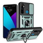 For Realme 5 Sliding Camera Cover Design TPU Hybrid PC Phone Case(Mint Green)