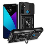 For Realme 5 Sliding Camera Cover Design TPU Hybrid PC Phone Case(Black)
