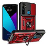 For Realme 5 Sliding Camera Cover Design TPU Hybrid PC Phone Case(Red)