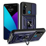 For Realme 5 Sliding Camera Cover Design TPU Hybrid PC Phone Case(Blue)