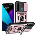 For Realme 5 Sliding Camera Cover Design TPU Hybrid PC Phone Case(Rose Gold)