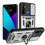 For Realme 5 Sliding Camera Cover Design TPU Hybrid PC Phone Case(Silver)