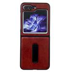 For Samsung Galaxy Z Flip5 Crazy Horse Texture PU Phone Case with Holder(Red)