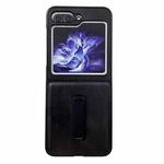For Samsung Galaxy Z Flip5 Crazy Horse Texture PU Phone Case with Holder(Black)