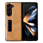 For Samsung Galaxy Z Fold5 Crazy Horse Texture PU Phone Case with Holder(Orange)