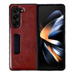 For Samsung Galaxy Z Fold5 Crazy Horse Texture PU Phone Case with Holder(Red)