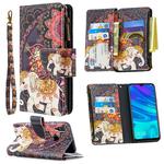 For Huawei P Smart (2019) Colored Drawing Pattern Zipper Horizontal Flip Leather Case with Holder & Card Slots & Wallet(Flower Elephants)