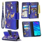 For Huawei P Smart (2019) Colored Drawing Pattern Zipper Horizontal Flip Leather Case with Holder & Card Slots & Wallet(Purple Butterfly)