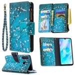 For Huawei P30 Lite Colored Drawing Pattern Zipper Horizontal Flip Leather Case with Holder & Card Slots & Wallet(Plum Blossom)