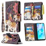 For Huawei P30 Lite Colored Drawing Pattern Zipper Horizontal Flip Leather Case with Holder & Card Slots & Wallet(Flower Elephants)