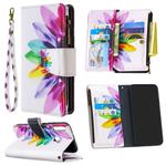 For Huawei P40 Lite E / Y7p Colored Drawing Pattern Zipper Horizontal Flip Leather Case with Holder & Card Slots & Wallet(Sun Flower)