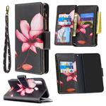 For Huawei P40 Lite E / Y7p Colored Drawing Pattern Zipper Horizontal Flip Leather Case with Holder & Card Slots & Wallet(Lotus)