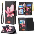 For Huawei P40 Lite Colored Drawing Pattern Zipper Horizontal Flip Leather Case with Holder & Card Slots & Wallet(Lotus)