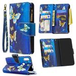 For Huawei P Smart Z Colored Drawing Pattern Zipper Horizontal Flip Leather Case with Holder & Card Slots & Wallet(Gold Butterfly)