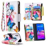 For Huawei Y6 (2019) Colored Drawing Pattern Zipper Horizontal Flip Leather Case with Holder & Card Slots & Wallet(Two Butterflies)