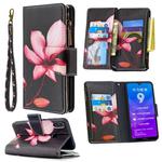 For Huawei Y7 (2019) Colored Drawing Pattern Zipper Horizontal Flip Leather Case with Holder & Card Slots & Wallet(Lotus)